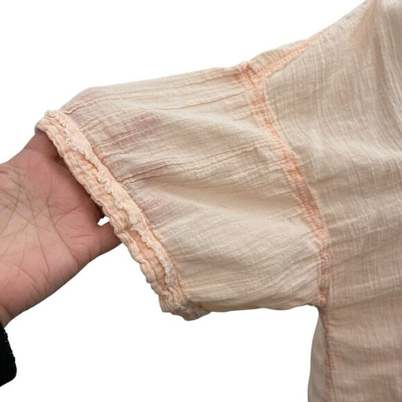 Free People Oversized Gauze Slub Cotton Lightweight Button Down Shirt Pink Small - Picture 2 of 7
